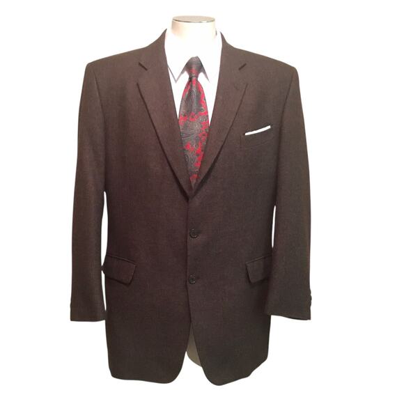 Calvin America Brown Herringbone Wool Sport Coat - Picture 1 of 15